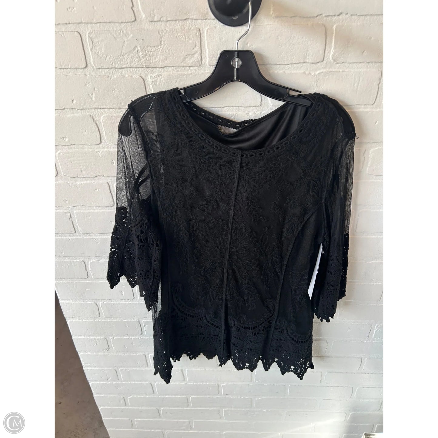 Top 3/4 Sleeve By Ultra Pink In Black, Size: M