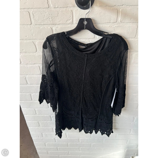 Top 3/4 Sleeve By Ultra Pink In Black, Size: M
