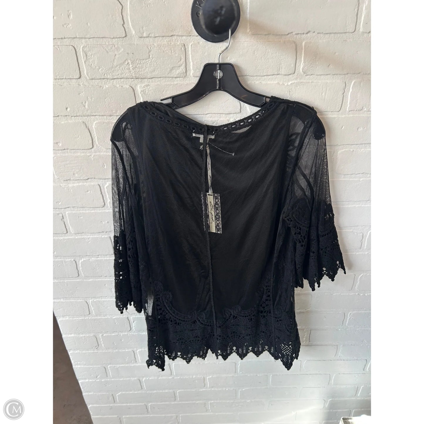 Top 3/4 Sleeve By Ultra Pink In Black, Size: M