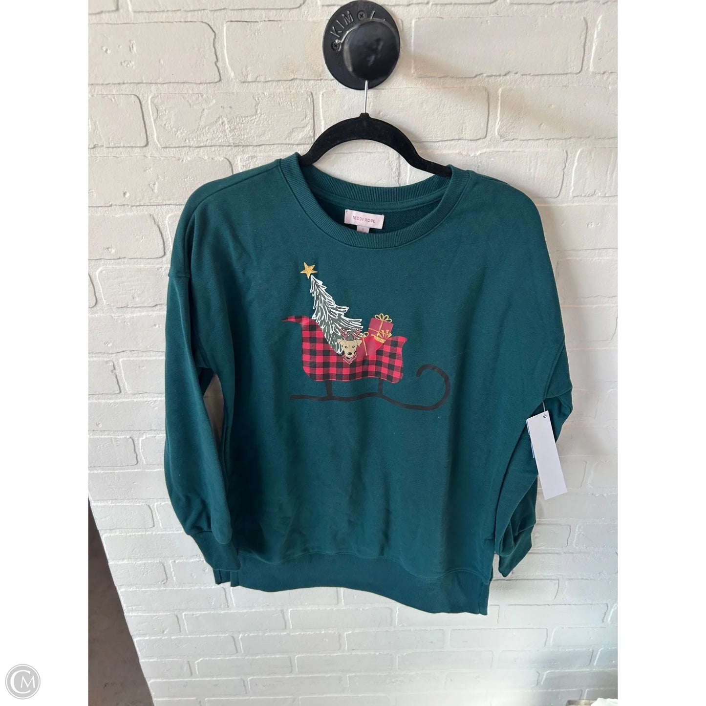 Sweatshirt Crewneck By Clothes Mentor In Green & Red, Size: S