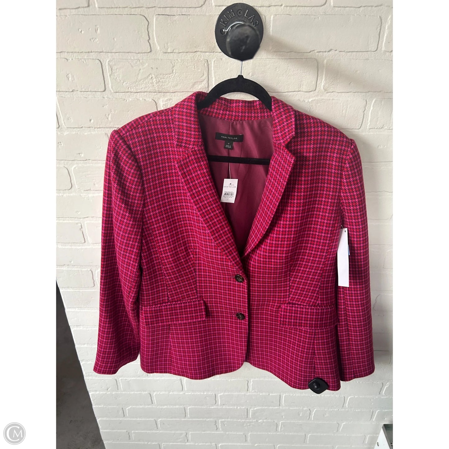 Blazer By Ann Taylor In Pink & Red, Size: L