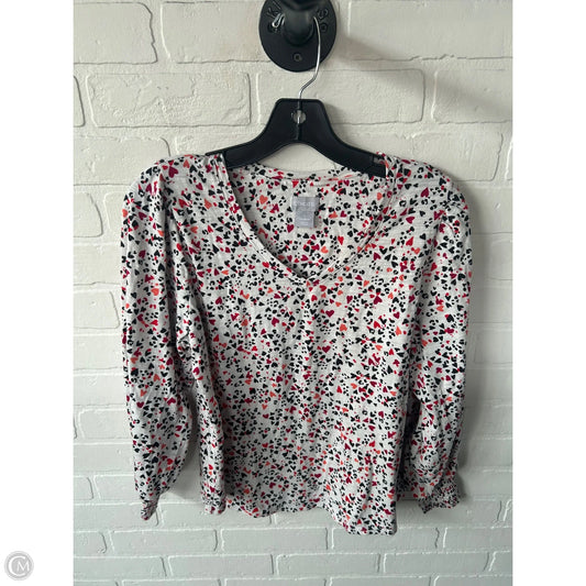 Top 3/4 Sleeve By Chicos In Black & Pink, Size: M