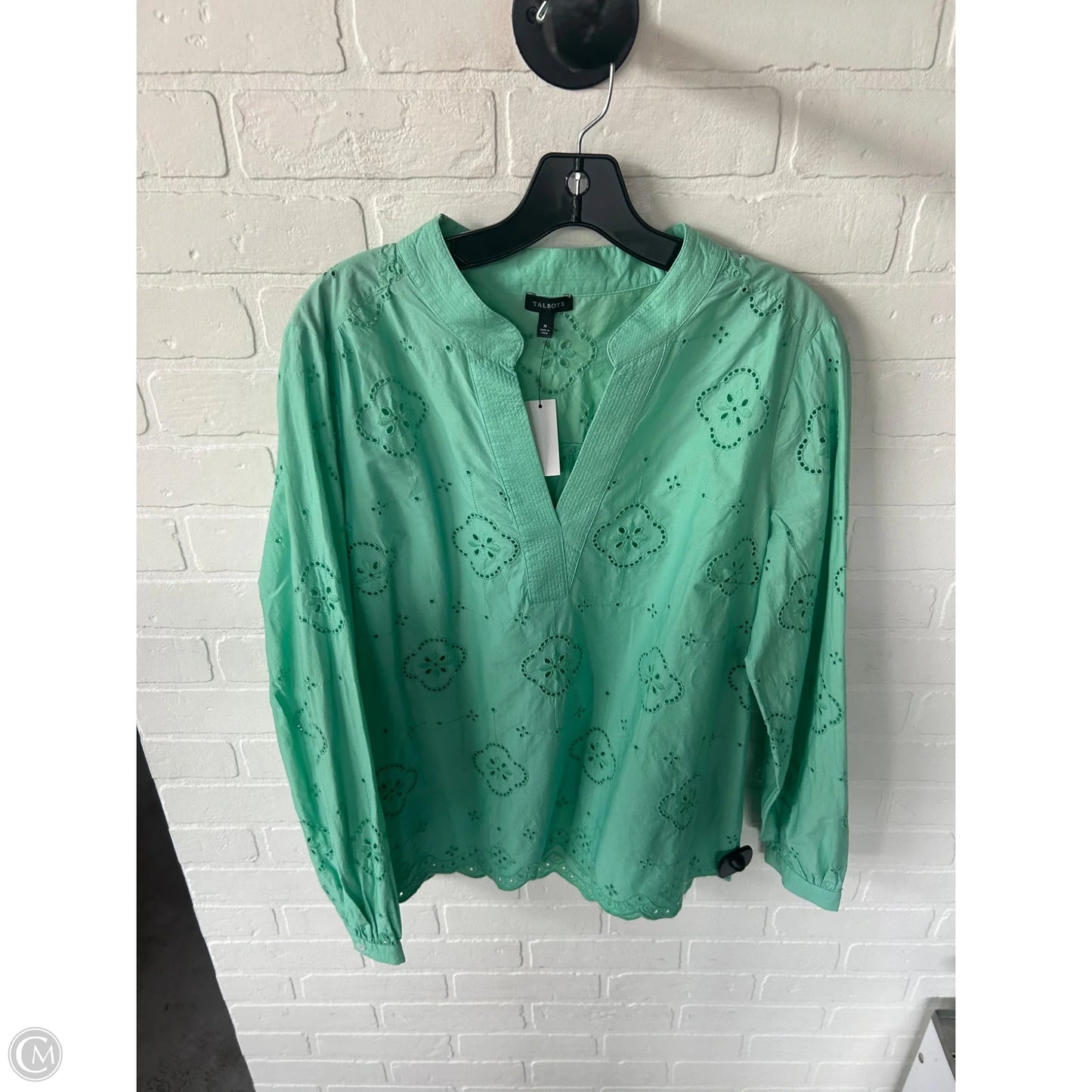 Top Long Sleeve By Talbots In Green, Size: M