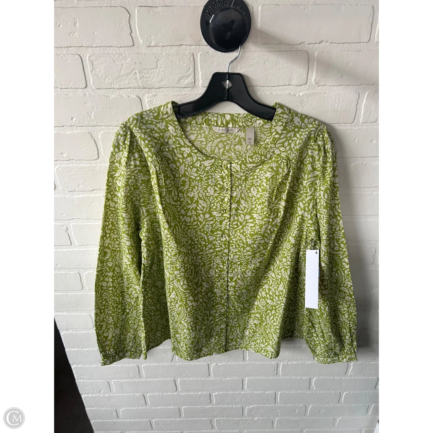 Top Long Sleeve By Any Body In Green, Size: S