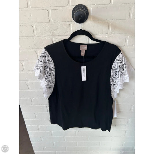 Top Short Sleeve By Chicos In Black & White, Size: M