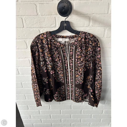 Top 3/4 Sleeve By Loft In Brown & Pink, Size: Mp