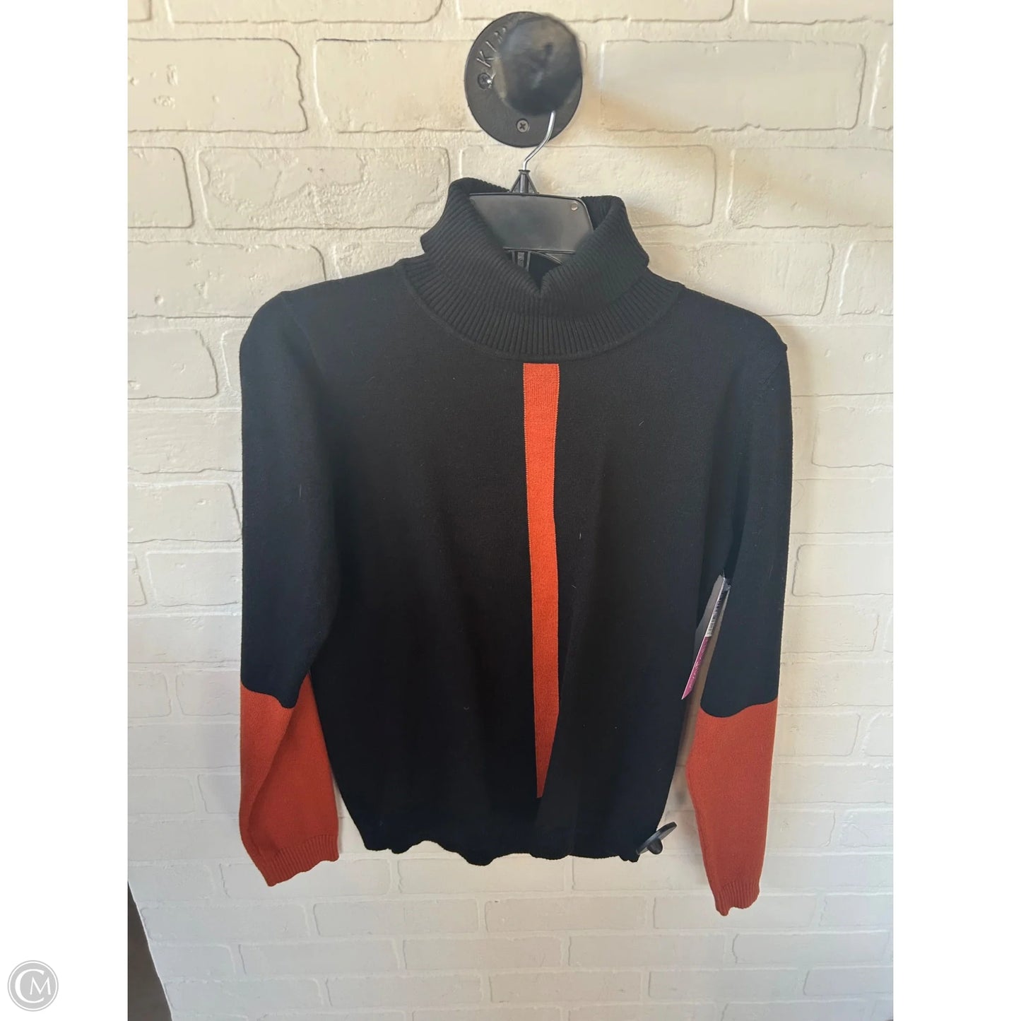 Sweater By Clothes Mentor In Black & Orange, Size: S