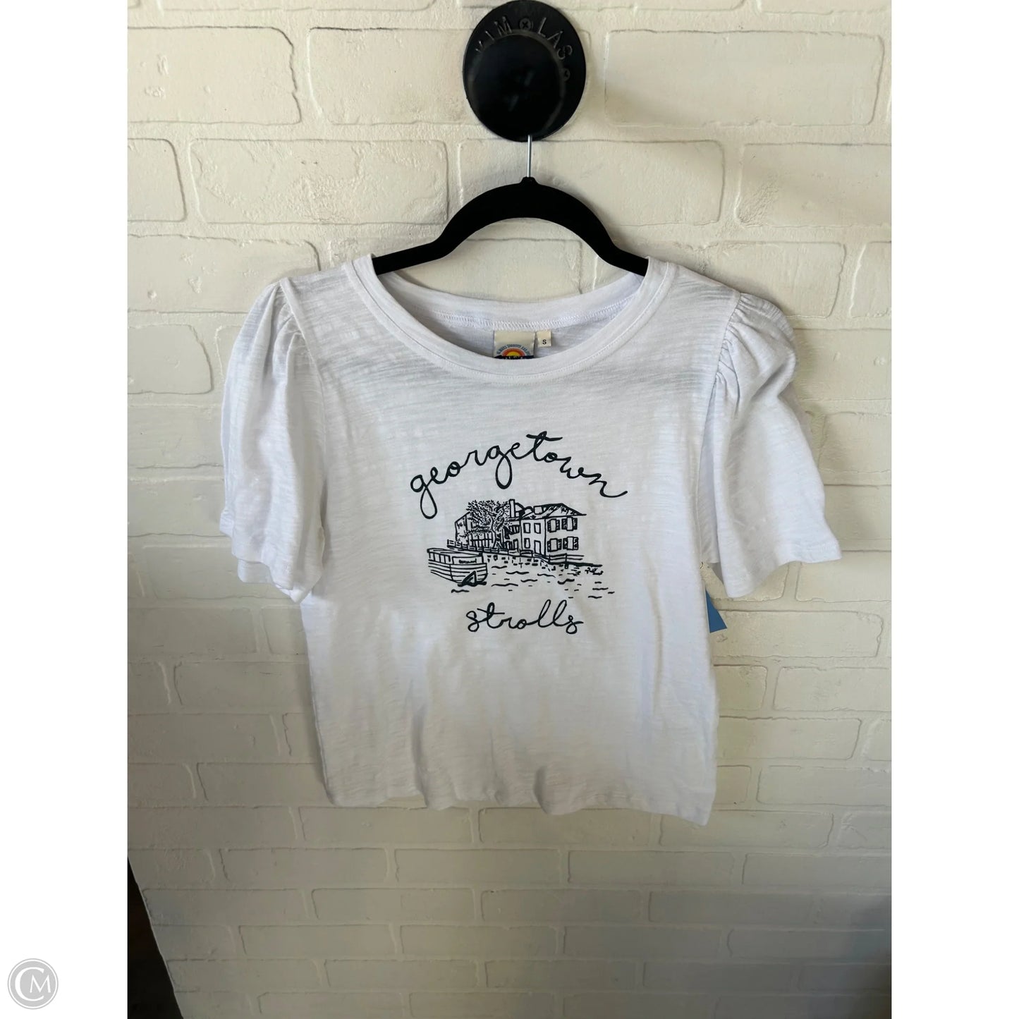 Top Short Sleeve By Cmc In Blue & White, Size: S