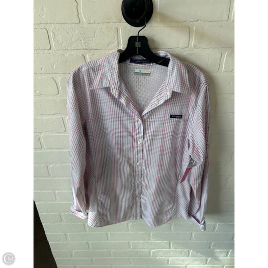 Top Long Sleeve By Columbia In Pink & White, Size: L