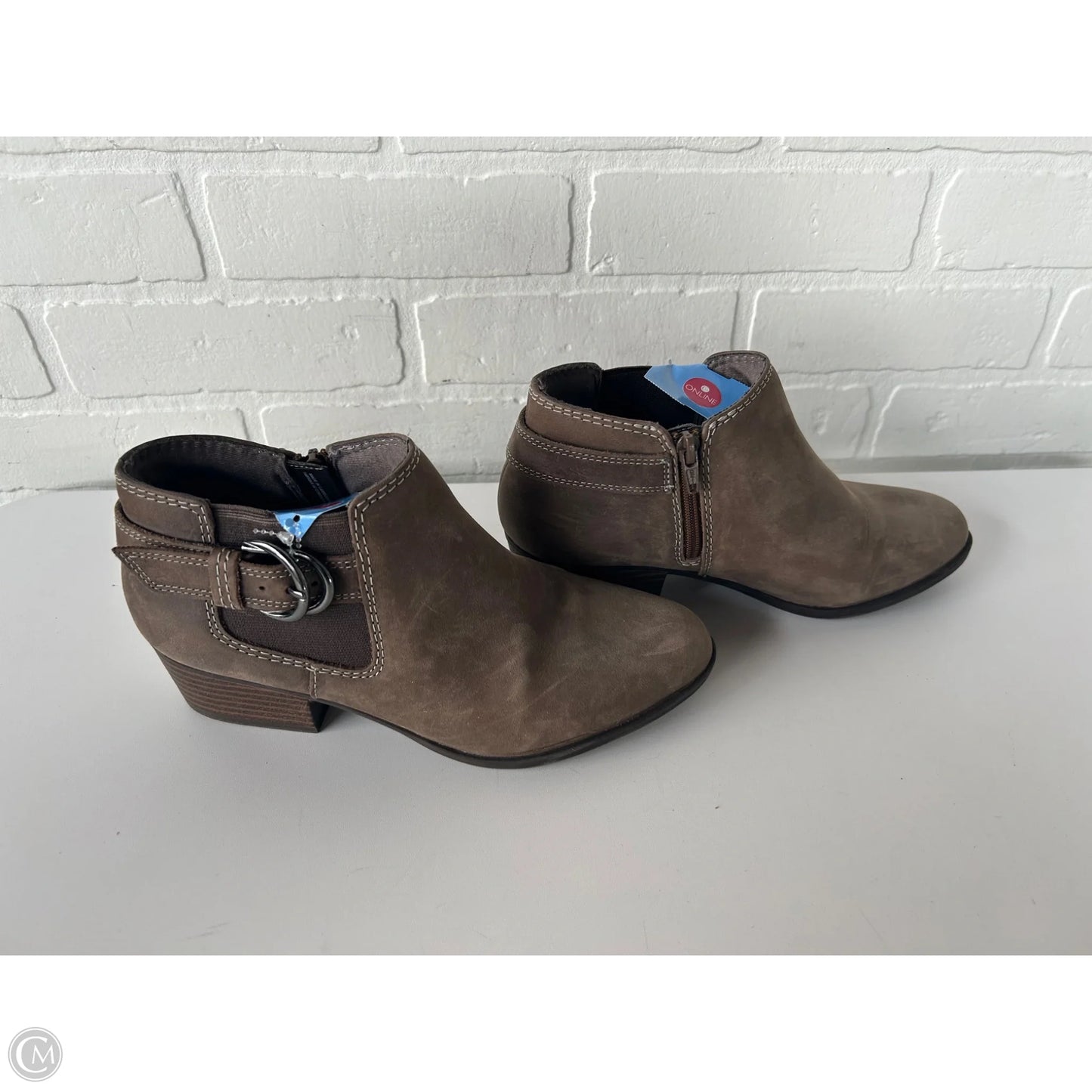 Boots Ankle Heels By Clarks In Brown, Size: 7