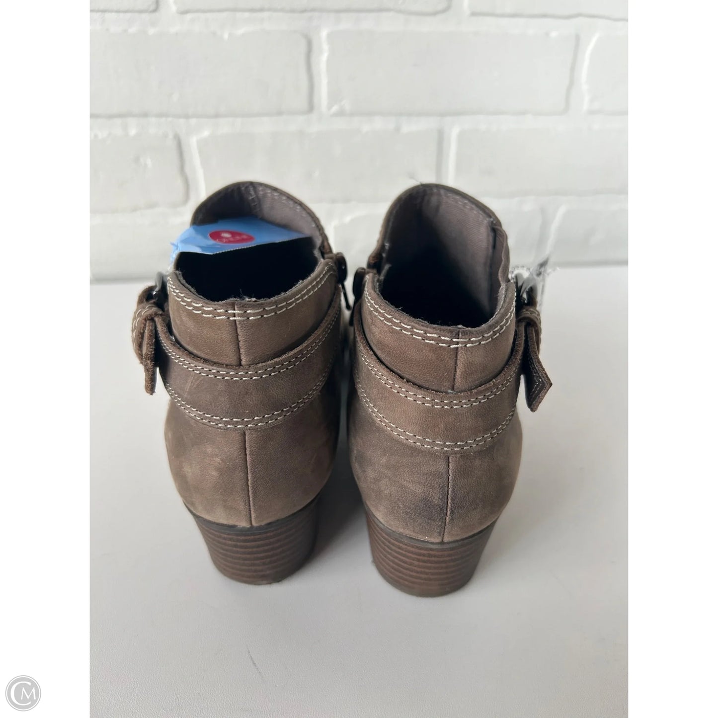 Boots Ankle Heels By Clarks In Brown, Size: 7