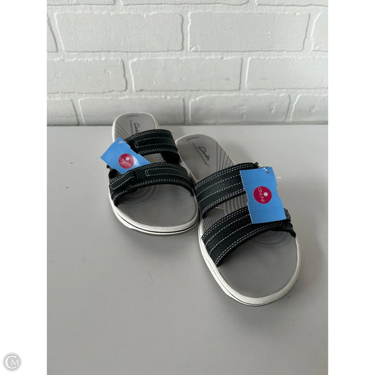 Sandals Flats By Clarks In Black & Grey, Size: 9
