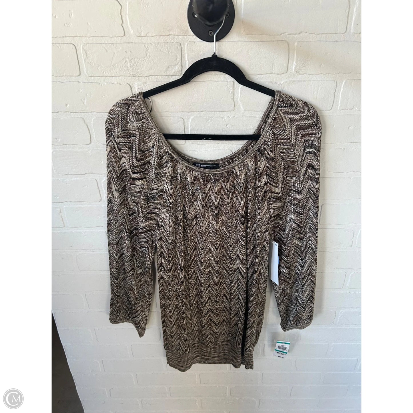 Top Long Sleeve By Inc In Brown, Size: 0x