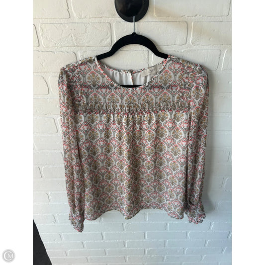 Top Long Sleeve By Loft In Green & Orange, Size: Lp