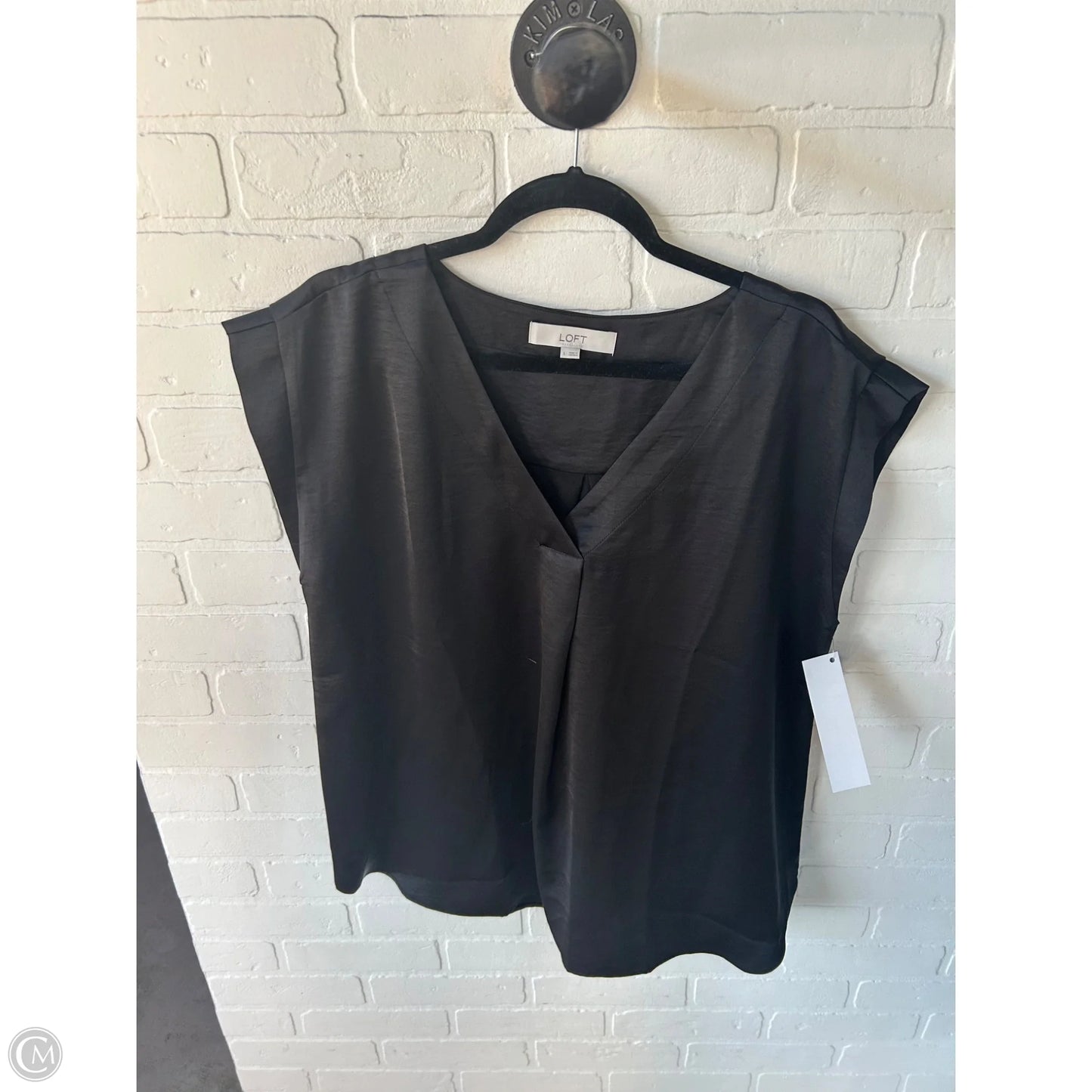 Top Short Sleeve By Loft In Black, Size: L