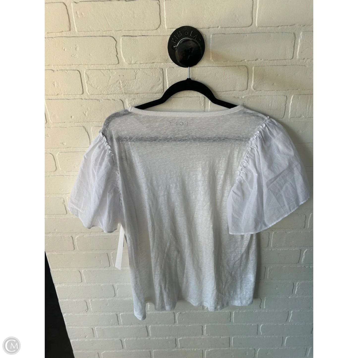 Top Short Sleeve By Loft In White, Size: L