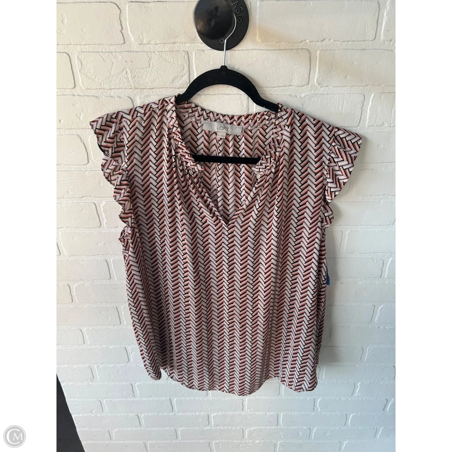 Top Short Sleeve By Loft In Pink & Tan, Size: Xl