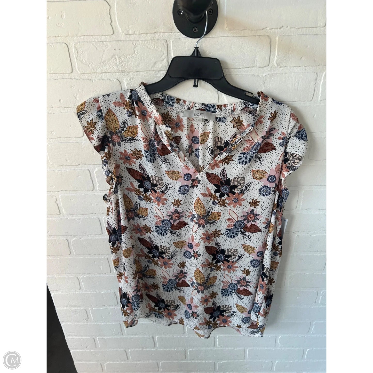 Top Short Sleeve By Loft In Brown & Yellow, Size: Xl