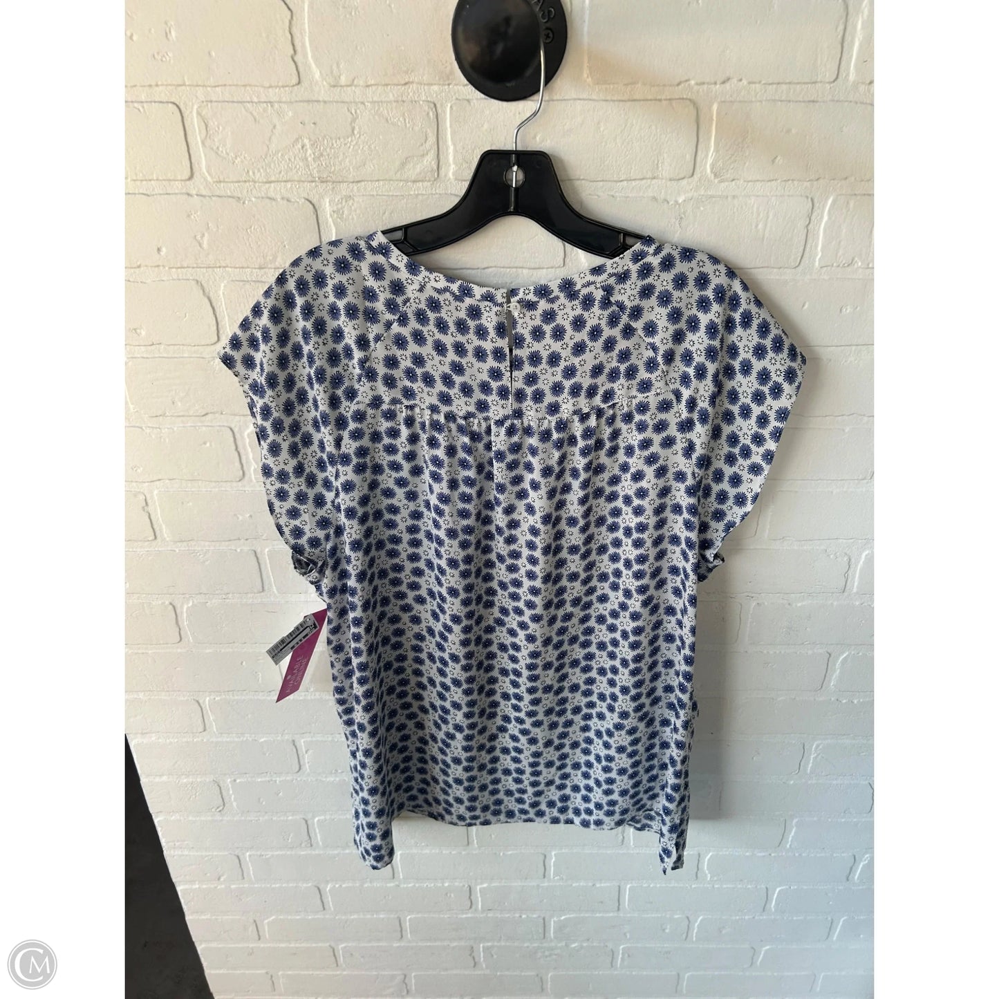 Top Short Sleeve By Loft In Blue & White, Size: L