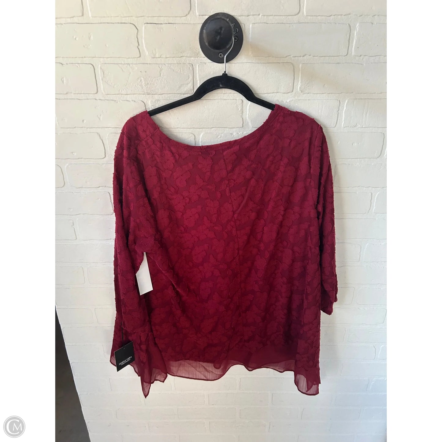 Top Long Sleeve By Simply Vera In Red, Size: Xxl