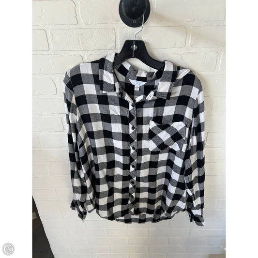 Top Long Sleeve By Time And Tru In Black & White, Size: L