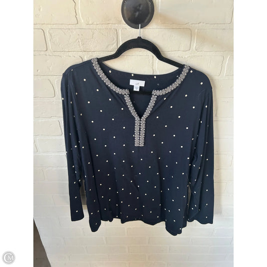 Top Long Sleeve By J. Jill In Blue & White, Size: Xl