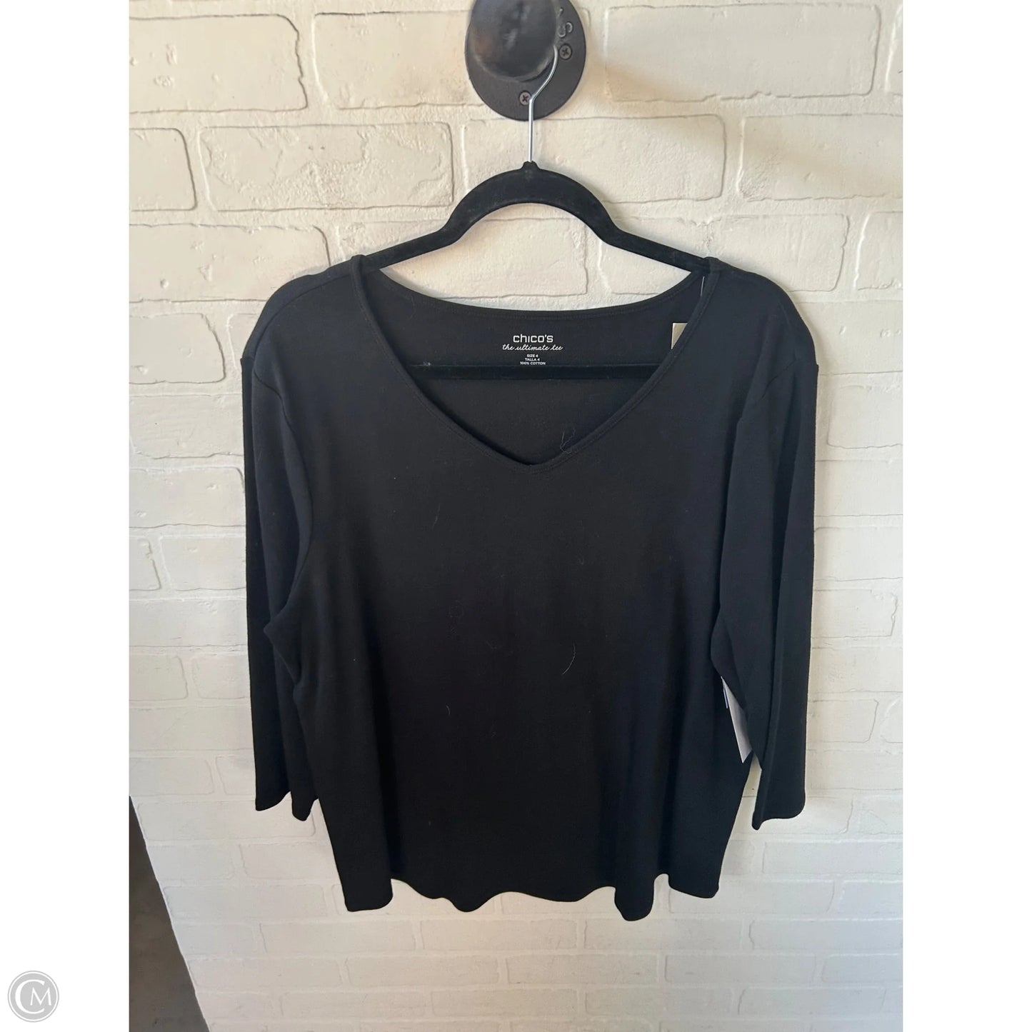 Top 3/4 Sleeve Basic By Chicos In Black, Size: Xxl