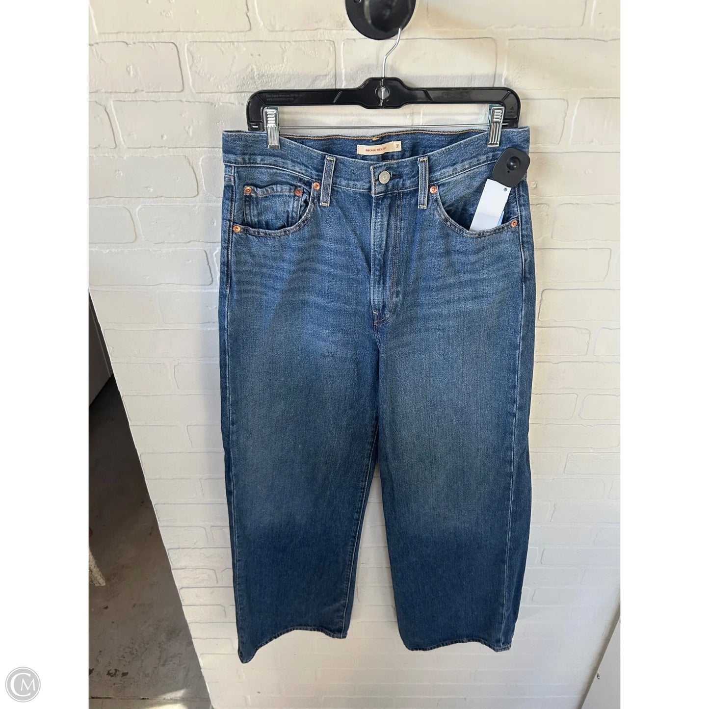 Jeans Wide Leg By Levis In Blue Denim, Size: 12