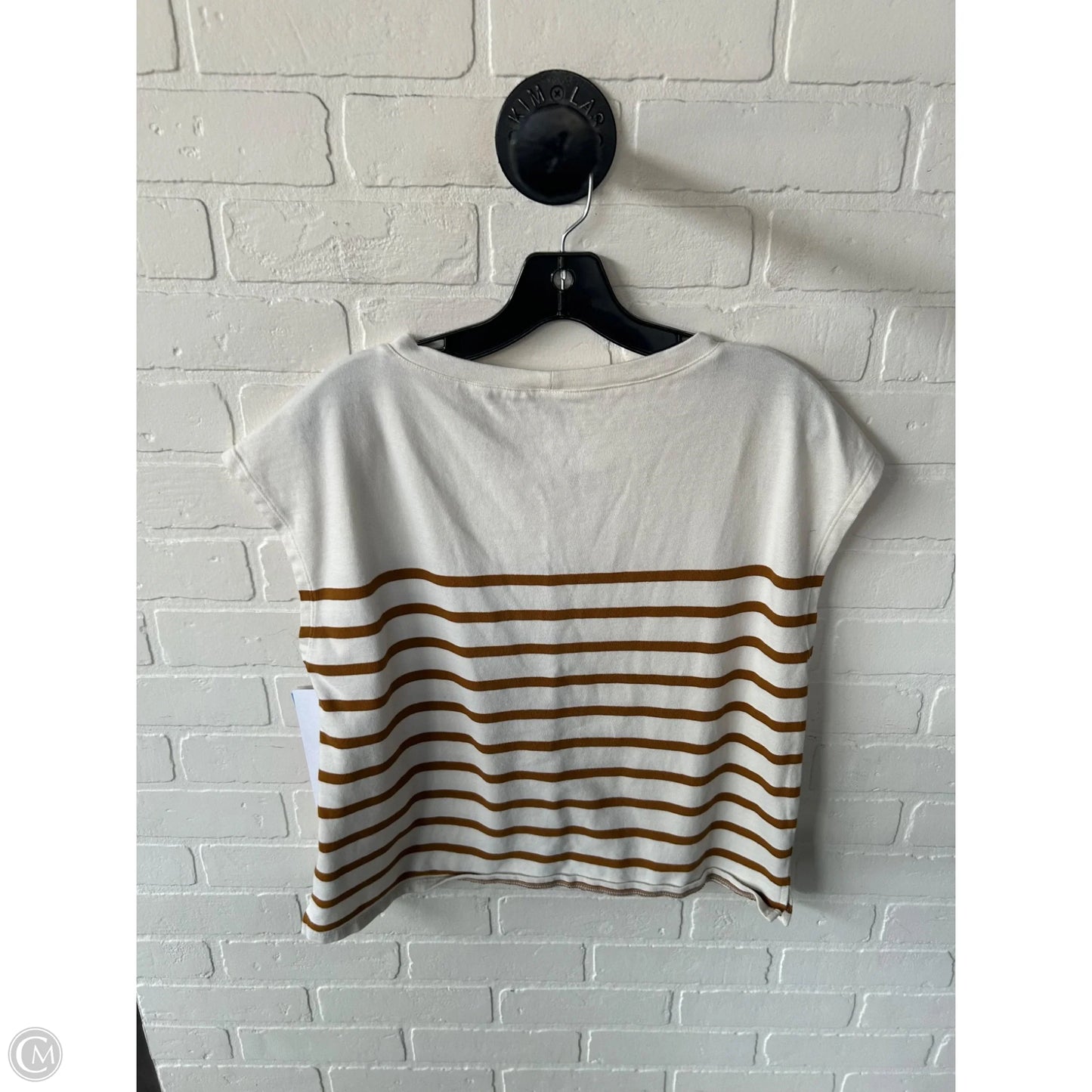 Top Short Sleeve By Garnet Hill In Brown & White, Size: M