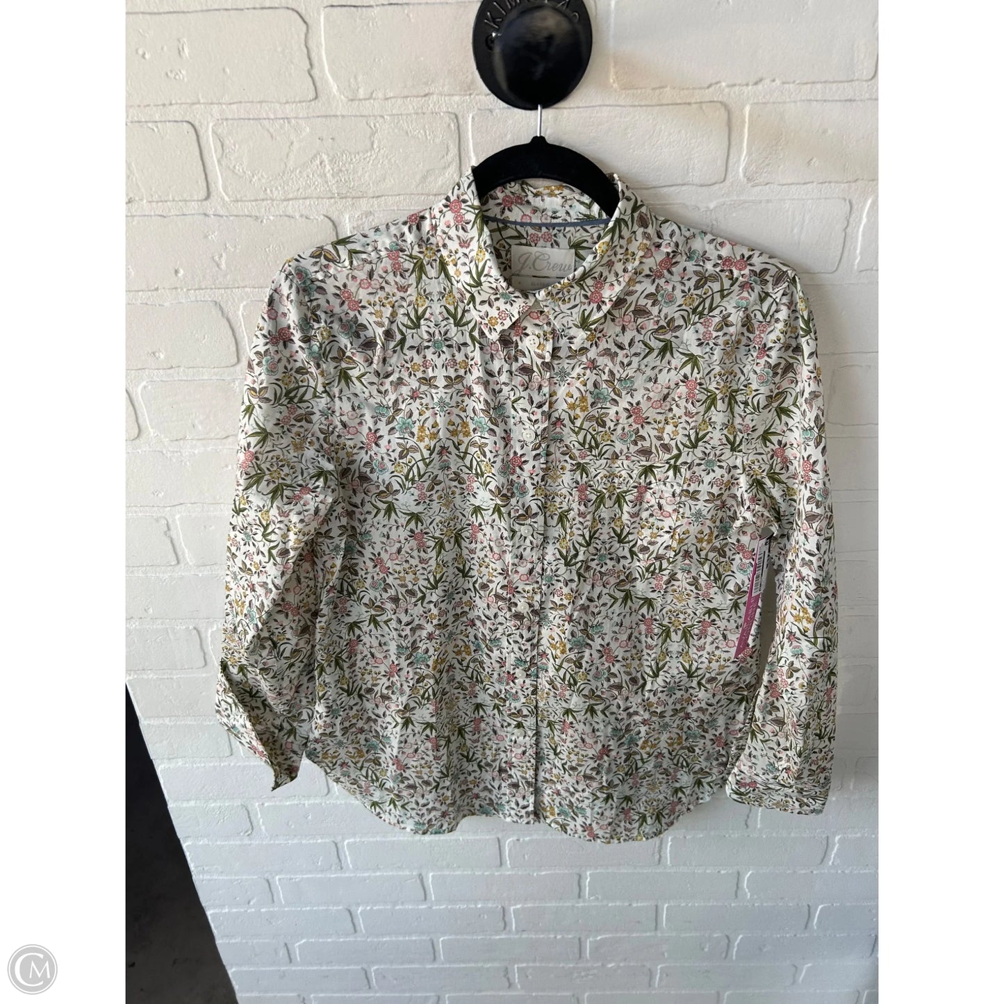 Top Long Sleeve By J. Crew In Green & Pink, Size: S