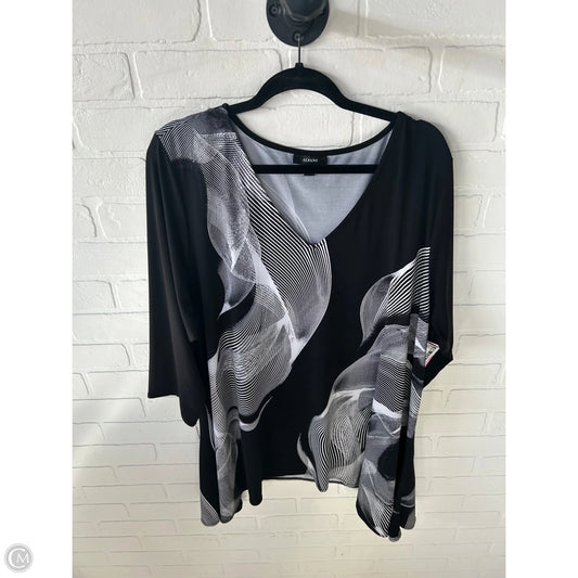 Top 3/4 Sleeve By Alfani In Black & White, Size: 3x