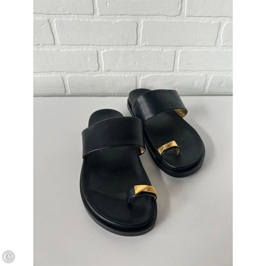 Sandals Flats By Donna Karan In Black & Gold, Size: 8.5