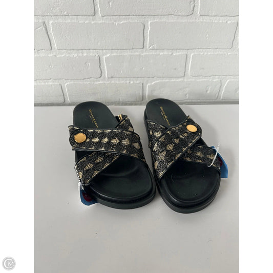 Sandals Flats By Donna Karan In Black & Gold, Size: 8.5
