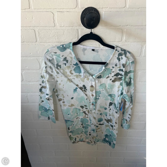 Top 3/4 Sleeve Basic By Cme In Green & White, Size: S