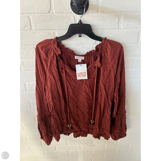 Top Long Sleeve By Knox Rose In Brown, Size: Xl