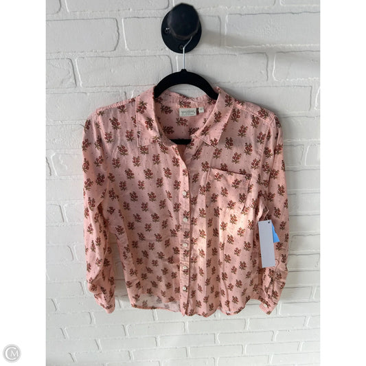Top Long Sleeve By Spartina In Pink & Tan, Size: M