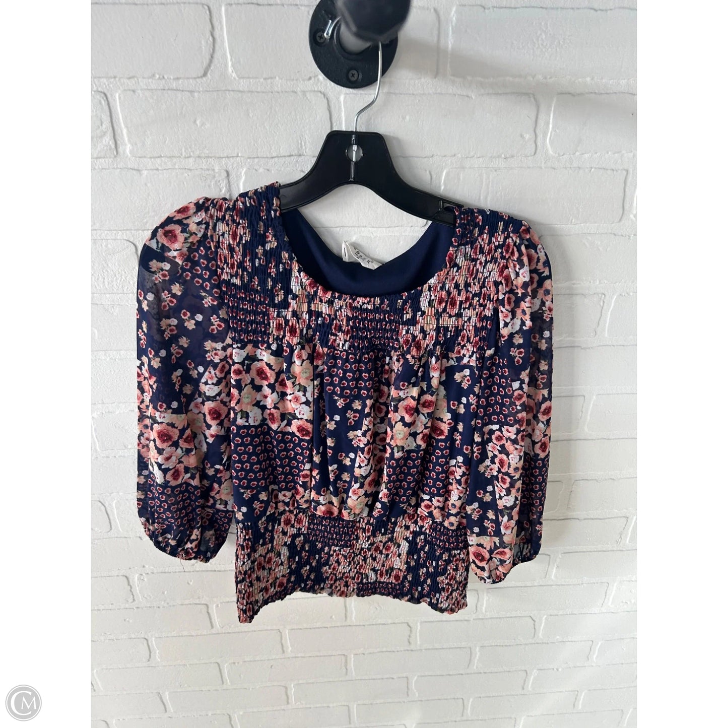 Top 3/4 Sleeve By Ember In Blue & Pink, Size: M