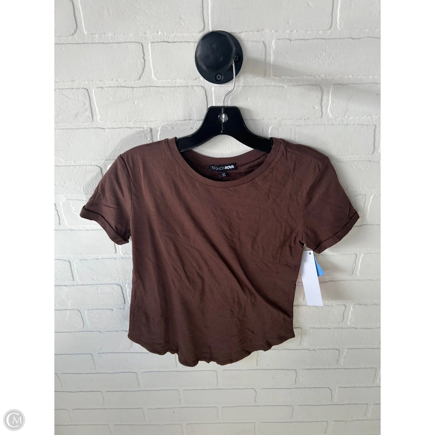 Top Short Sleeve Basic By Fashion Nova In Bronze, Size: Xs