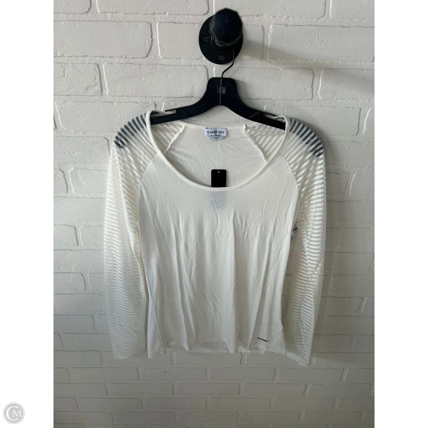 Top Long Sleeve By Bebe In White, Size: L