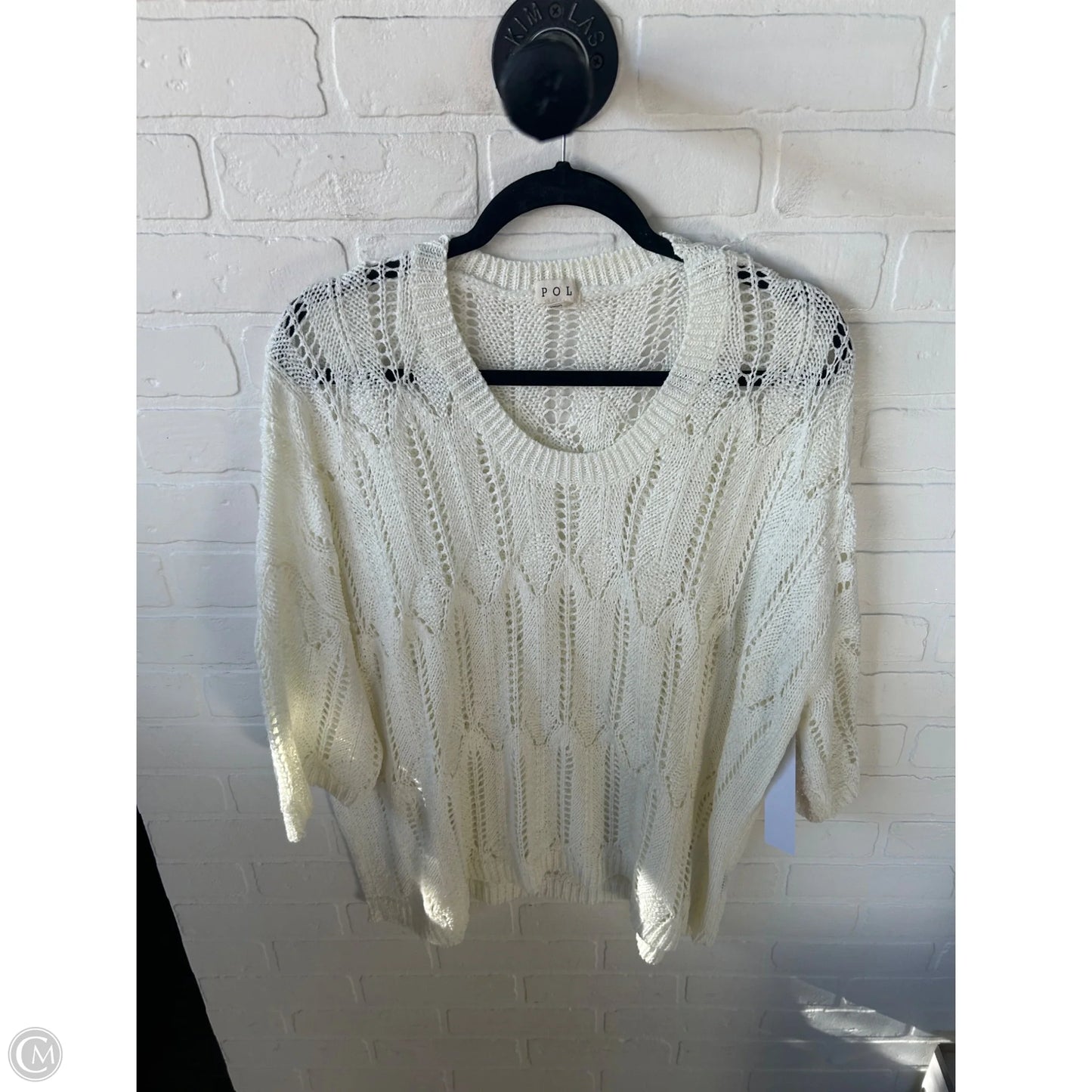 Sweater Short Sleeve By Pol In Cream, Size: M