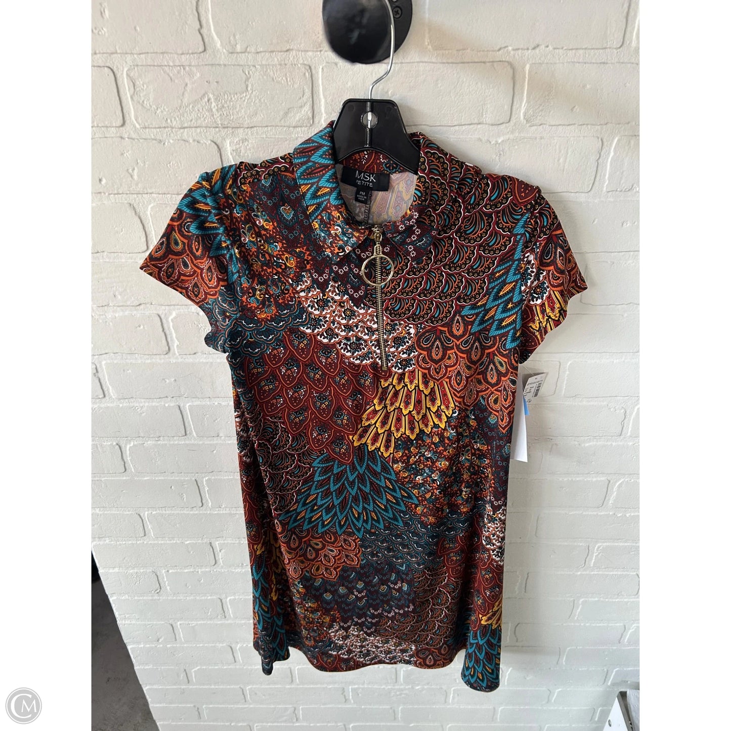 Dress Casual Short By Msk In Blue & Brown, Size: Mp