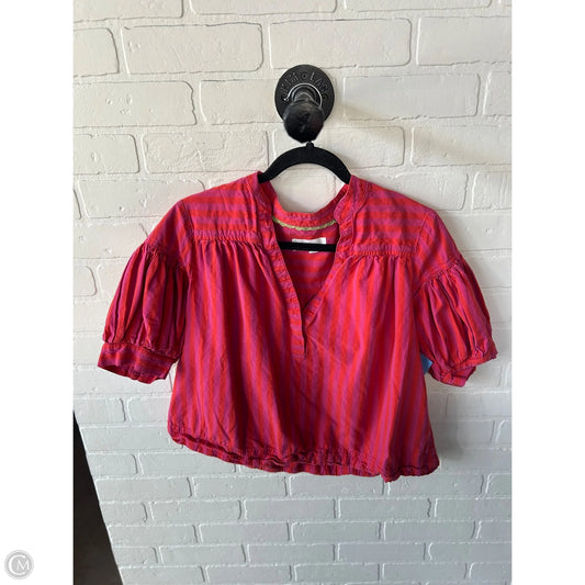 Top Short Sleeve By Anthropologie In Pink & Red, Size: M