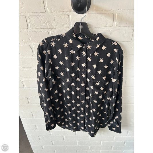 Top Long Sleeve By Equipment In Black & Tan, Size: S