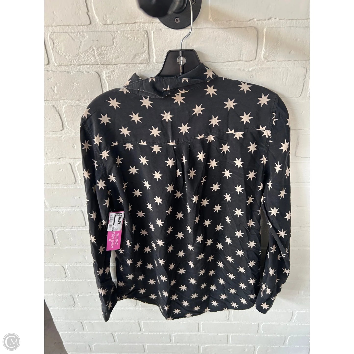 Top Long Sleeve By Equipment In Black & Tan, Size: S