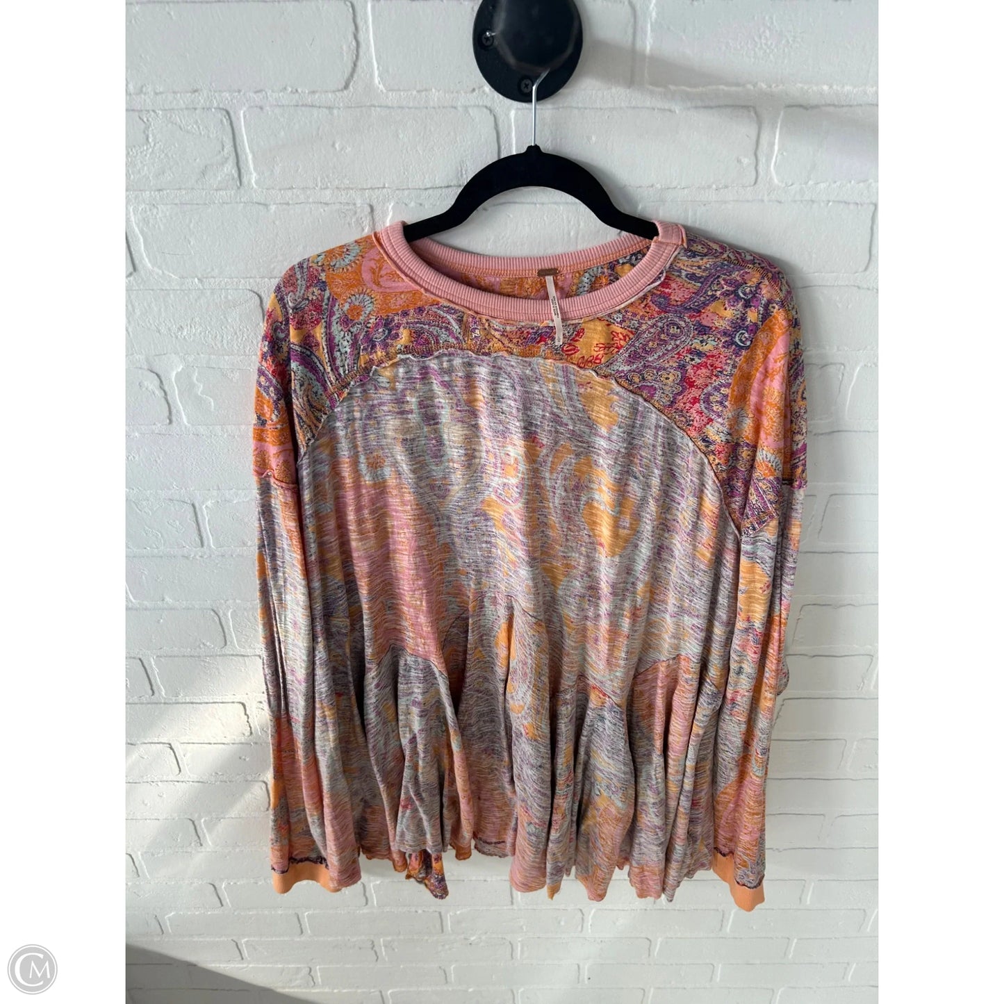 Top Long Sleeve By Free People In Orange & Pink, Size: L