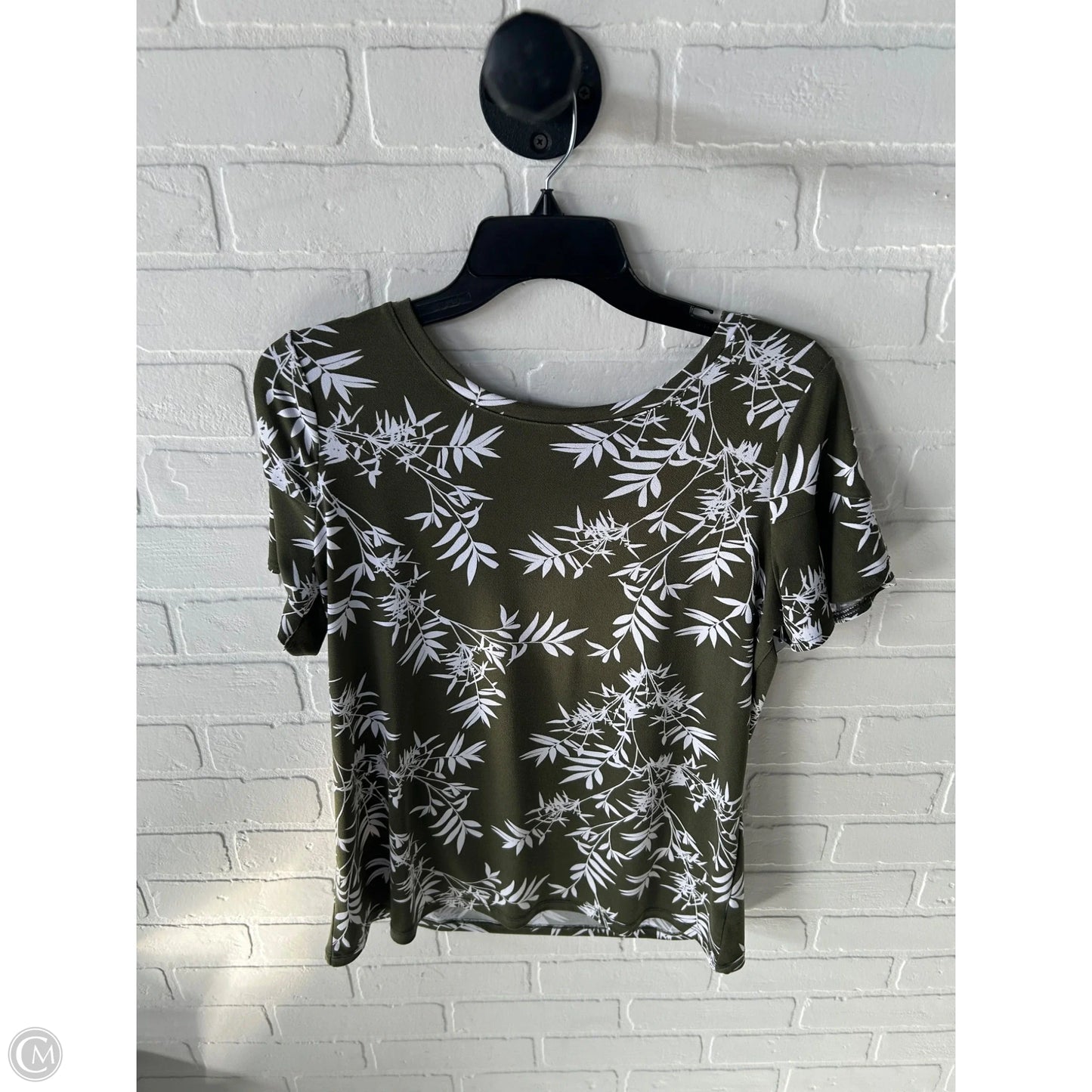 Top Short Sleeve By Worthington In Green & White, Size: S