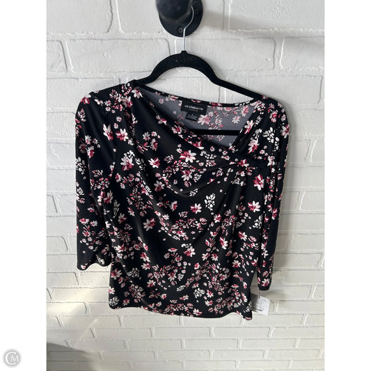 Top 3/4 Sleeve By Liz Claiborne In Black & Pink, Size: L