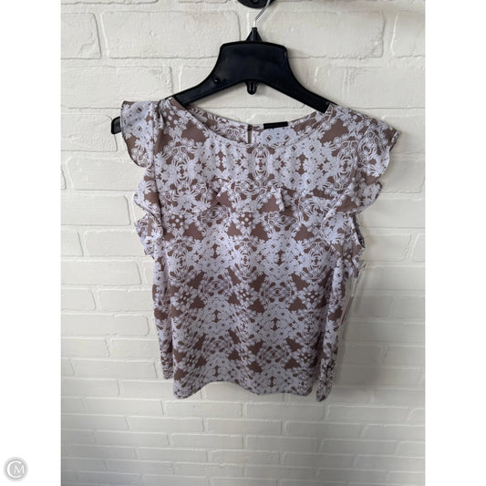 Top Short Sleeve By Worthington In Tan & White, Size: Mp