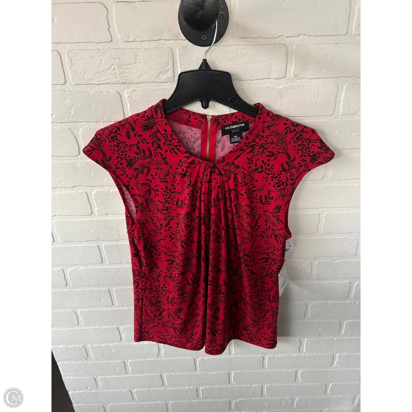 Top Short Sleeve By Liz Claiborne In Black & Red, Size: Mp