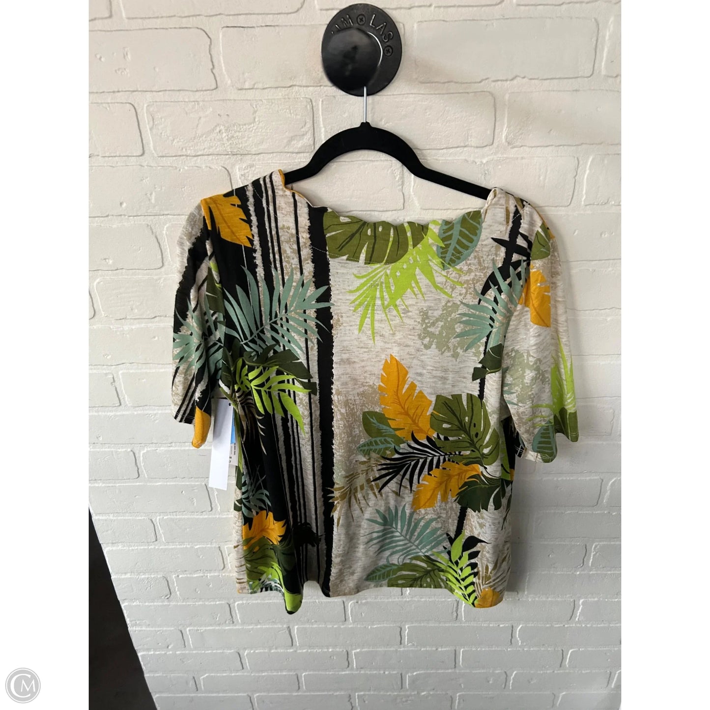 Top Short Sleeve By East 5th In Green & Tan, Size: L